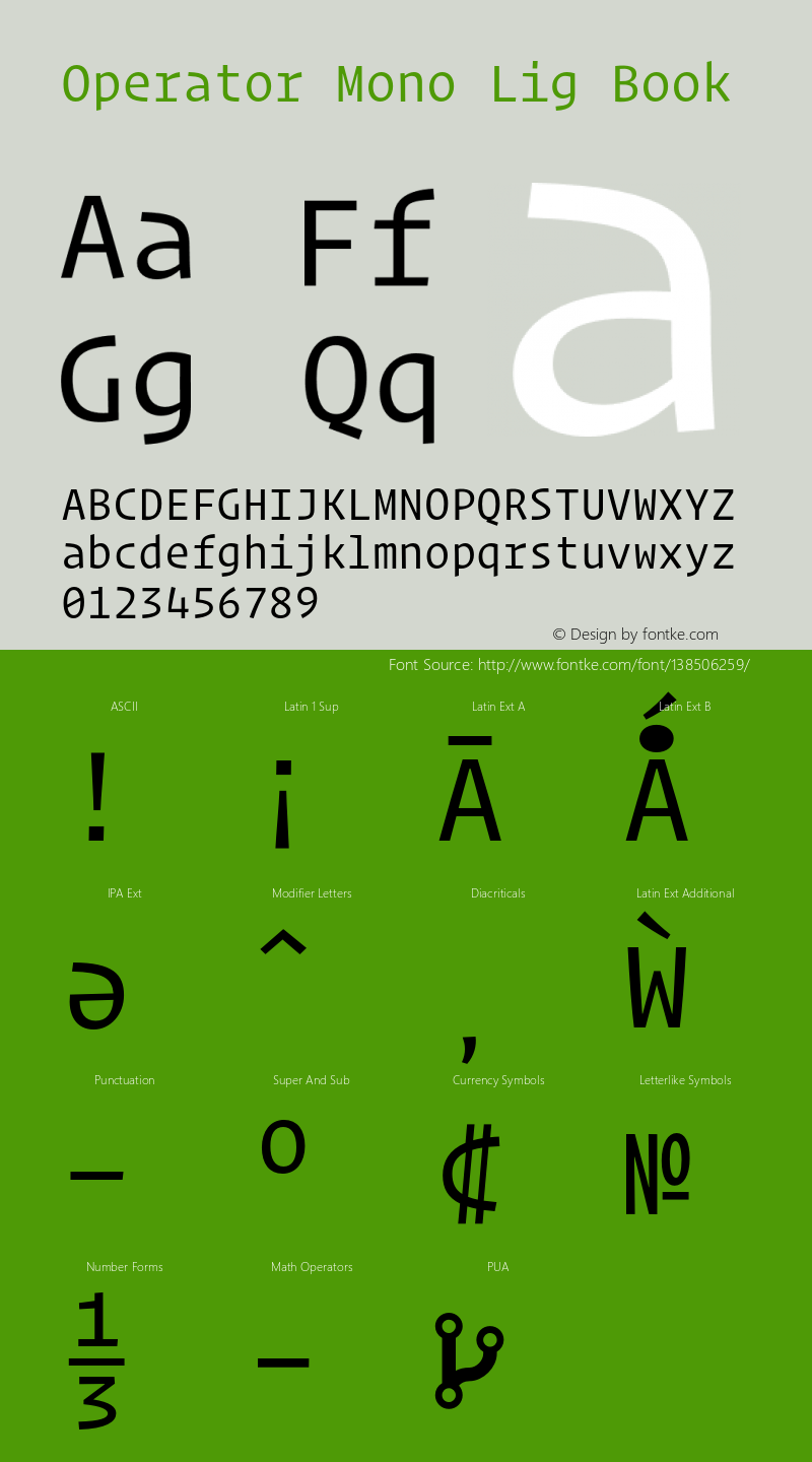 Operator Mono Lig Book Version 1.200 Font Sample