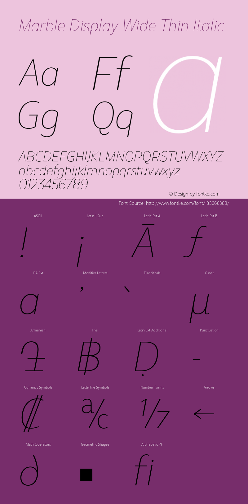 Marble Display Wide Thin Italic Version 1.001图片样张