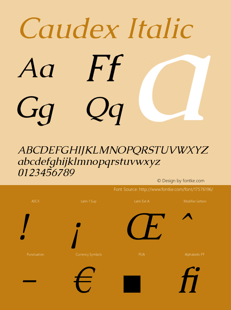 Caudex Italic Version 1.01 Font Sample