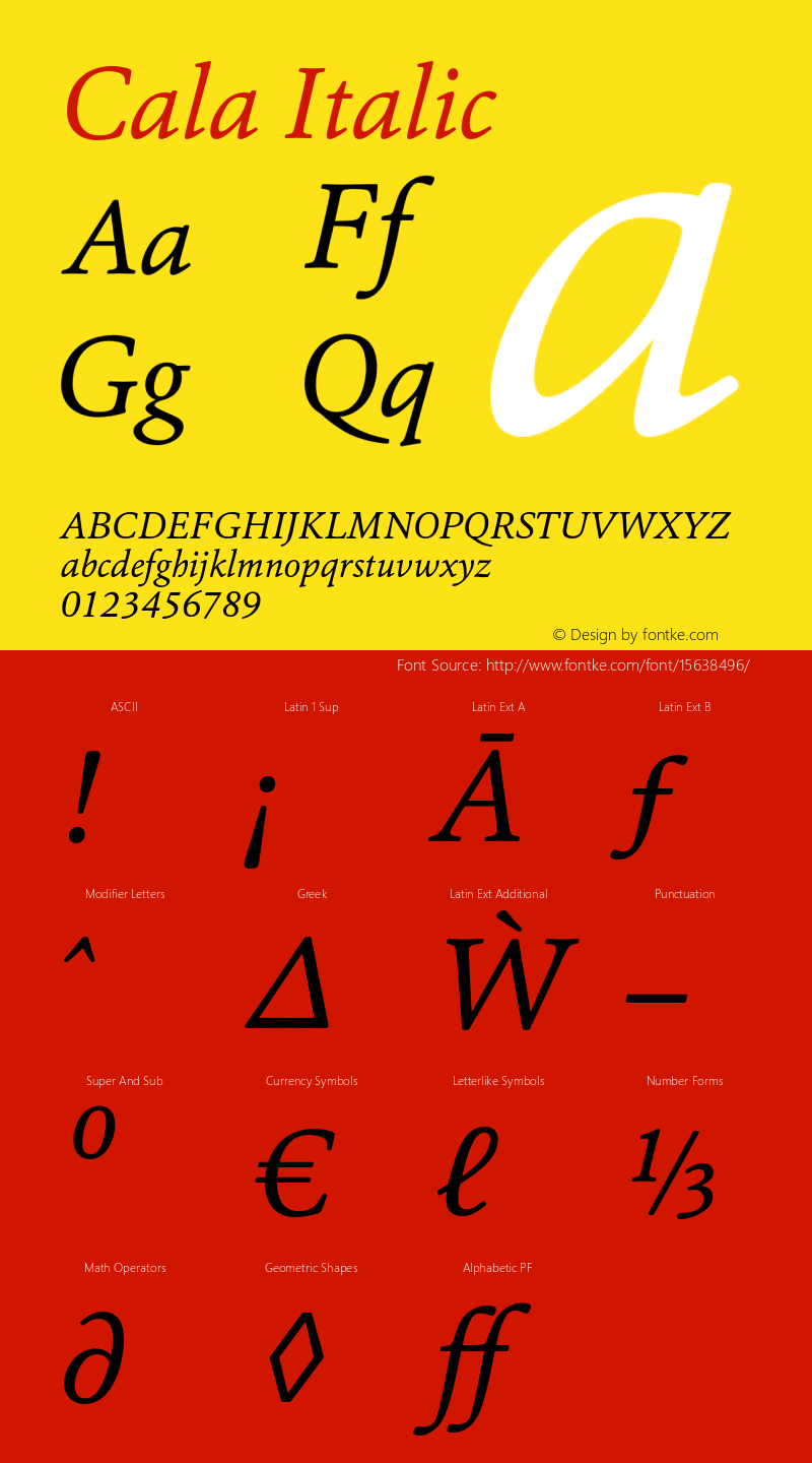Cala Italic Version 1.000 Font Sample