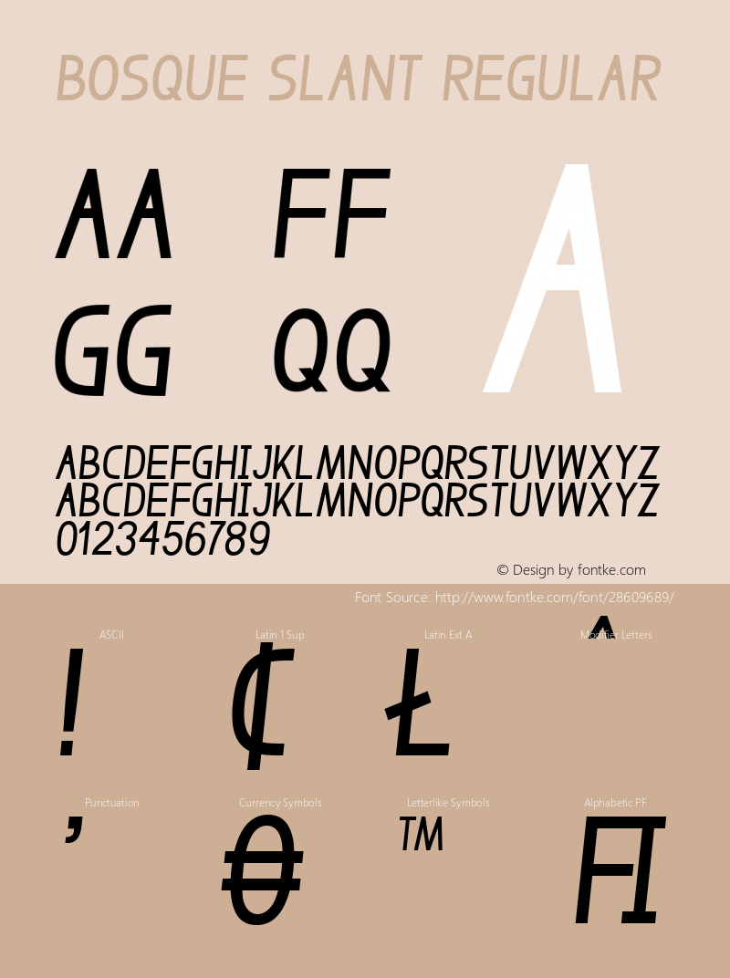 BosqueSlant Version 1.000 Font Sample