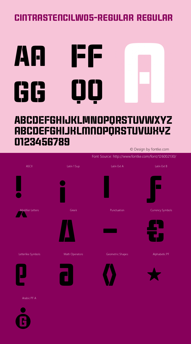 Cintra Stencil W05 Regular Version 1.0 Font Sample