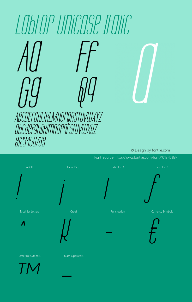 Labtop Unicase Italic 1.0 Font Sample