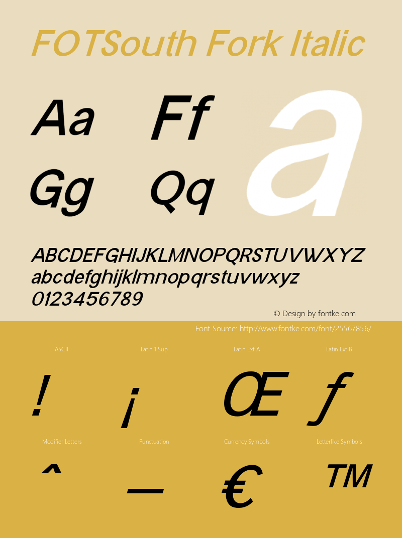 FOTSouthFork-Italic Version 1.000 Font Sample