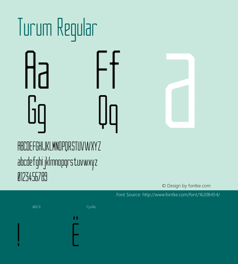Turum Regular Version 1.000 Font Sample