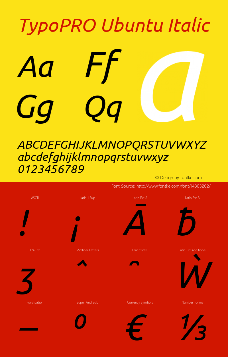 TypoPRO Ubuntu Italic Version 0.80 Font Sample