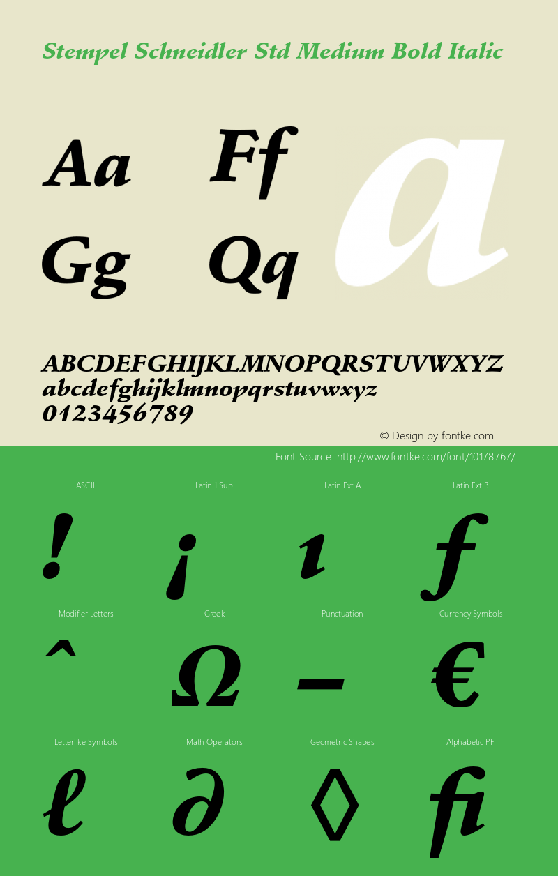 Stempel Schneidler Std Medium Bold Italic OTF 1.029;PS 001.003;Core 1.0.33;makeotf.lib1.4.1585 Font Sample