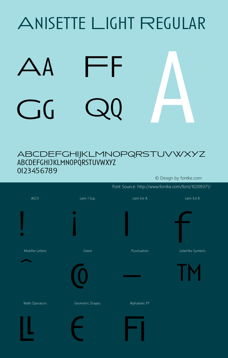 Anisette Light Regular 001.000 Font Sample