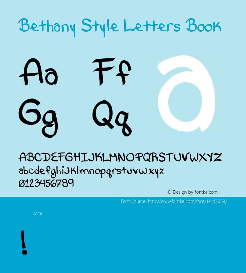 Bethany Style Letters Book Version Fontographer 4.7 5/5 Font Sample