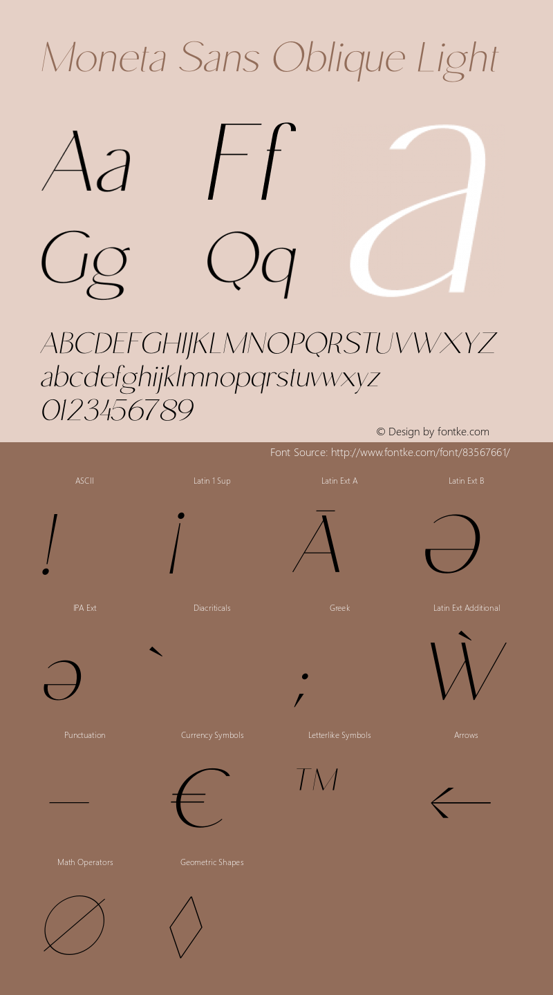 Moneta Sans Oblique Light Version 1.000;hotconv 1.0.109;makeotfexe 2.5.65596 Font Sample