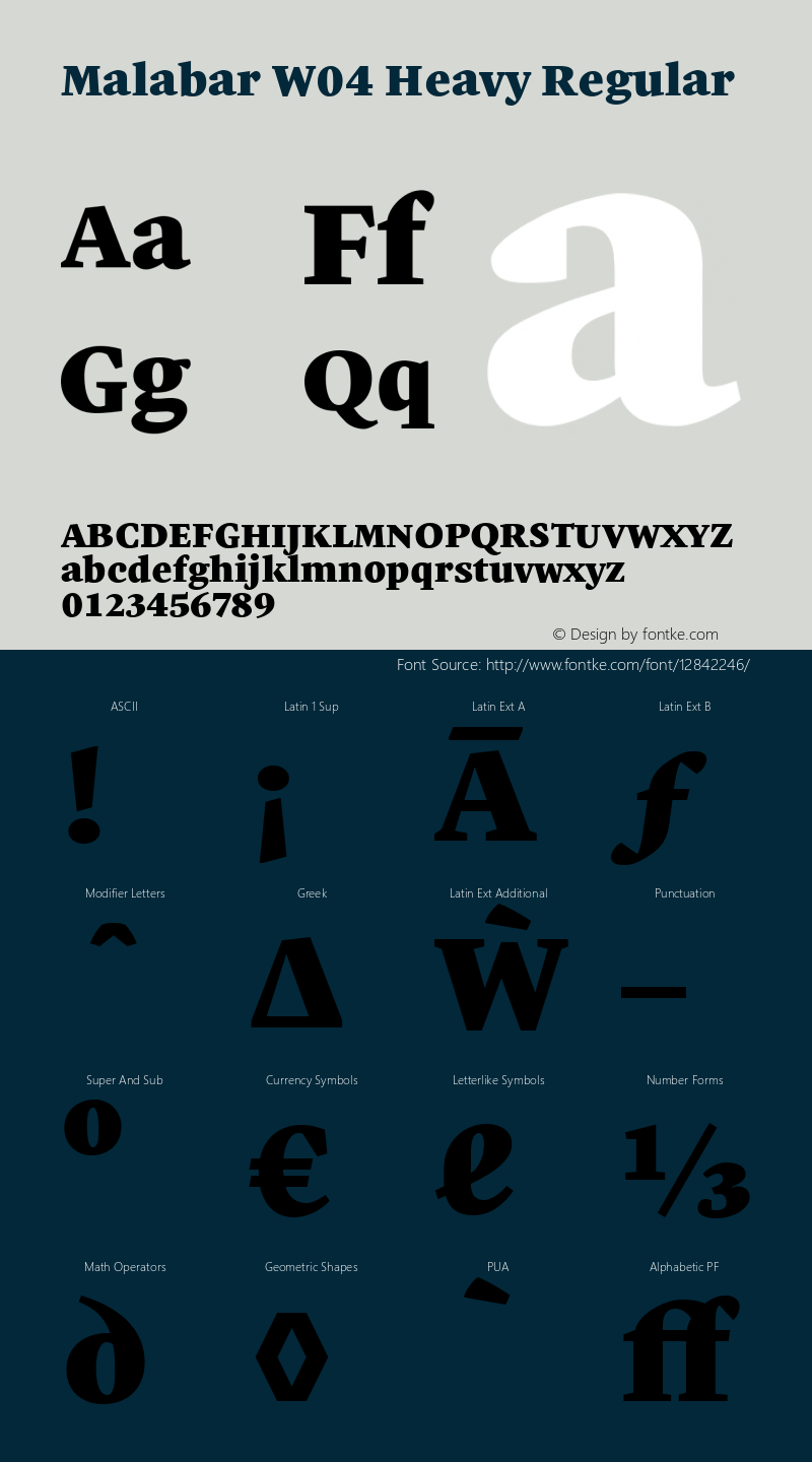 Malabar W04 Heavy Regular Version 1.00 Font Sample