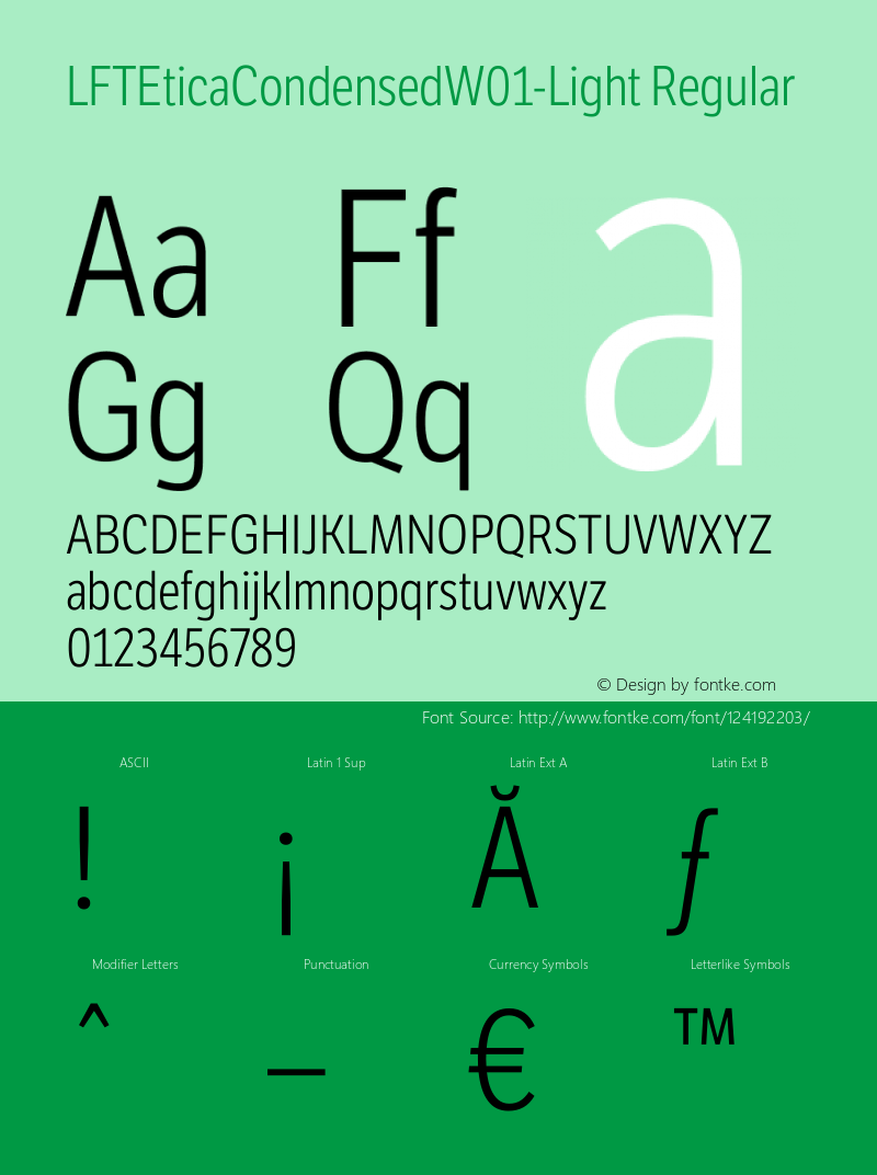 LFT Etica Condensed W01 Light Version 1.10 Font Sample