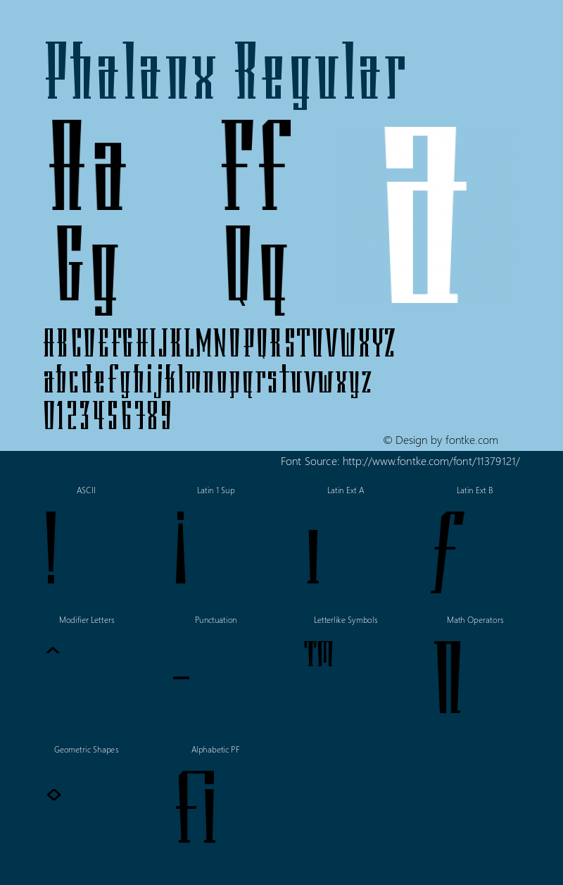 Phalanx Regular Version 001.000 Font Sample