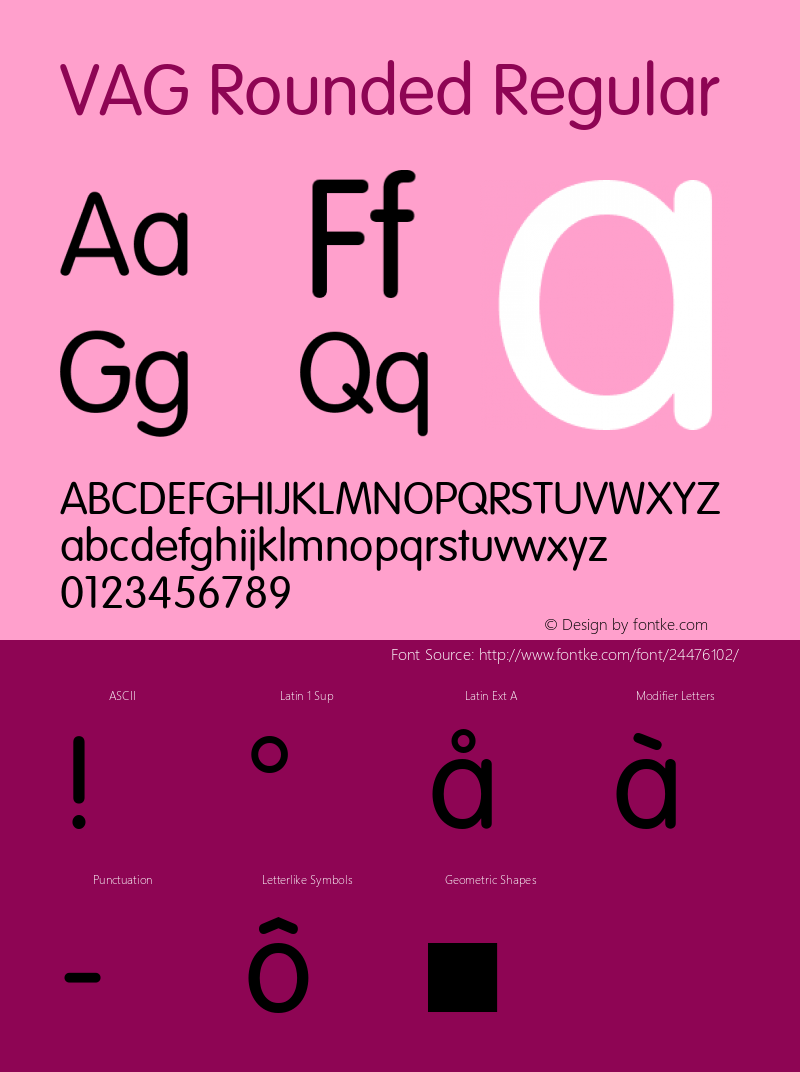 VAG Rounded Regular 001.001 Font Sample