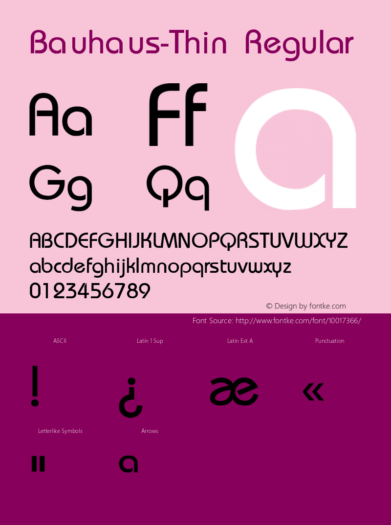 Bauhaus-Thin Regular Converted from C:\TTFONTS\BAUTHIN.TF1 by ALLTYPE Font Sample