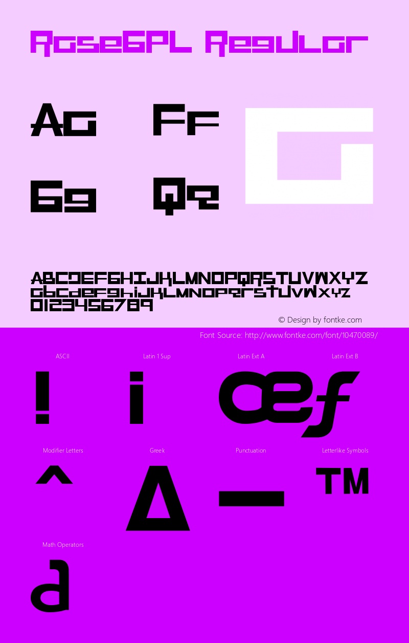 RaseGPL Regular Macromedia Fontographer 4.1.4 1/14/05 Font Sample