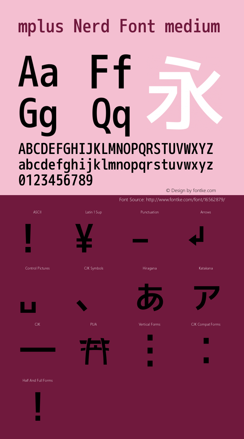 mplus Nerd Font medium Version 1.018;Nerd Fonts 0.8 Font Sample