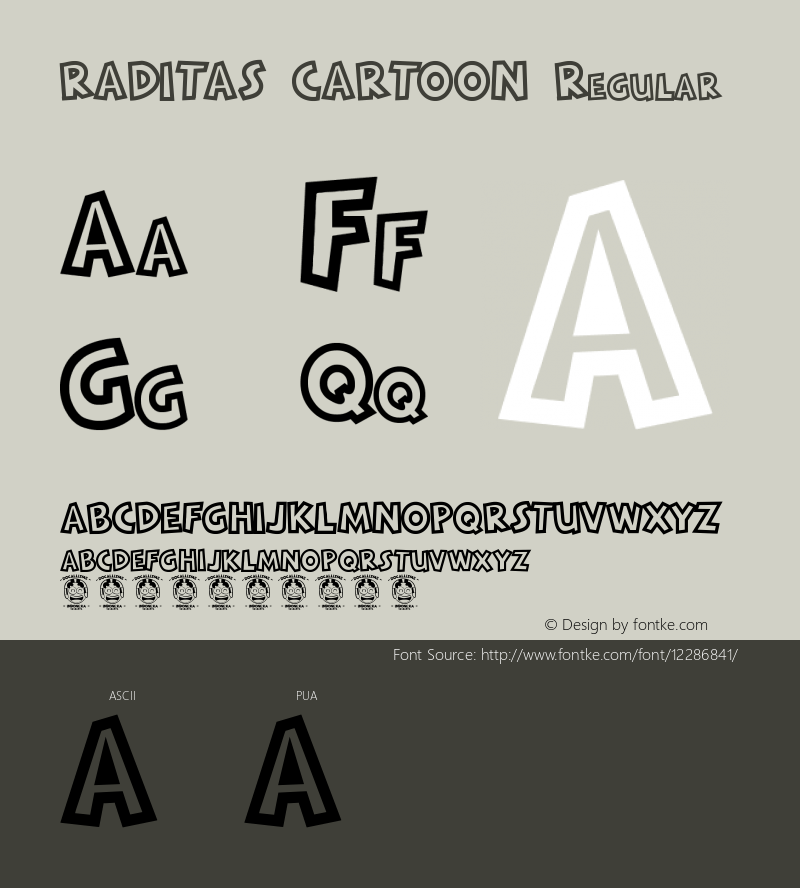 RADITAS CARTOON Regular Unknown Font Sample