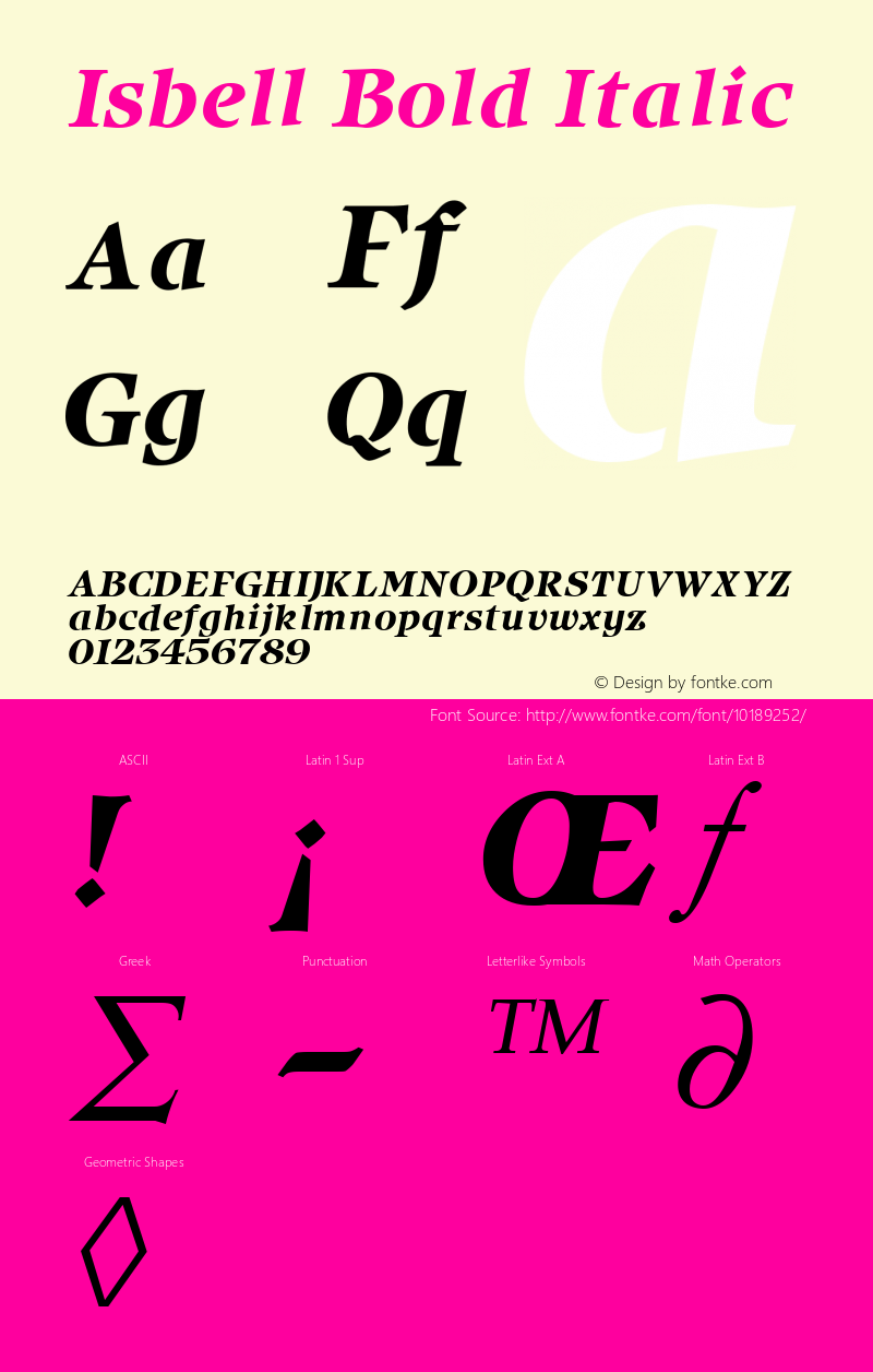 Isbell Bold Italic Altsys Fontographer 3.5  11/17/92 Font Sample