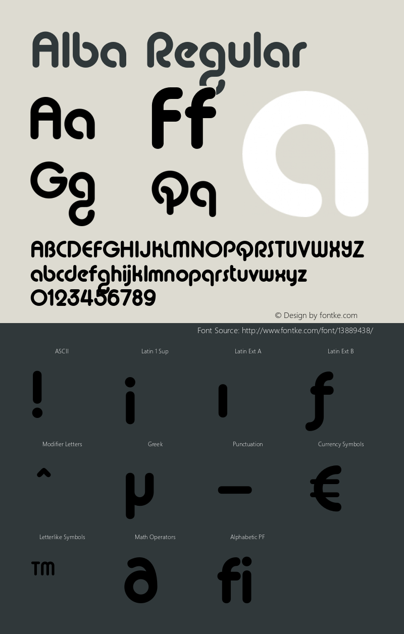 Alba Regular Version 001.000 Font Sample