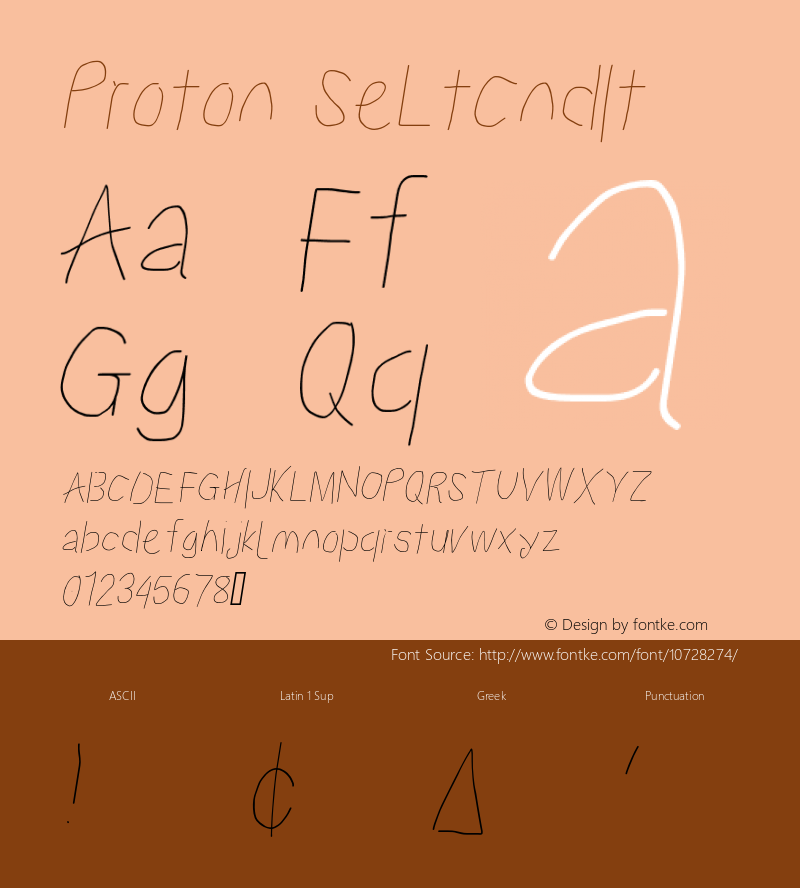 Proton SeLtCndIt Version 1.017 Font Sample