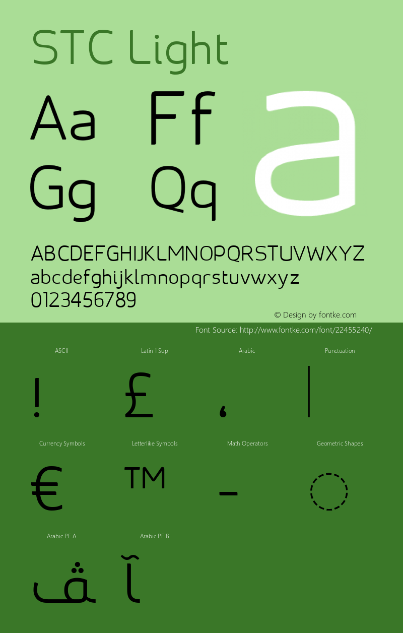 STC-Light Version 1.029 Font Sample