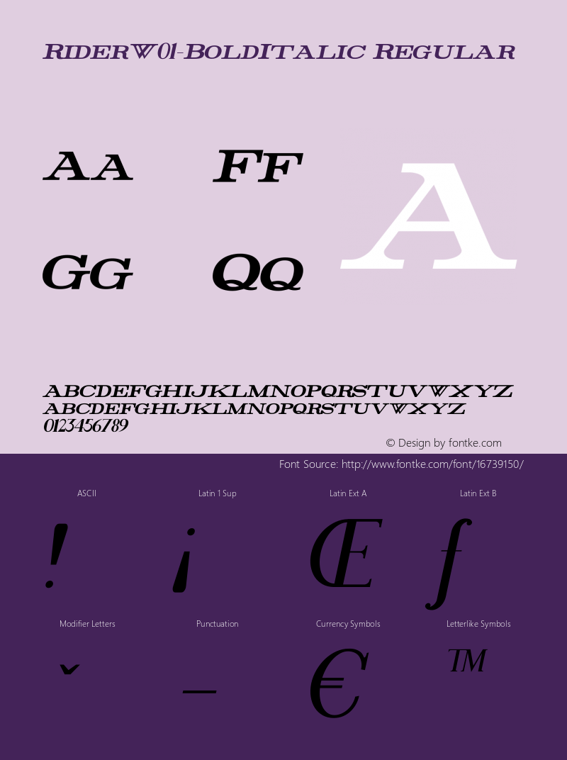 RiderW01-BoldItalic Regular Version 1.00 Font Sample