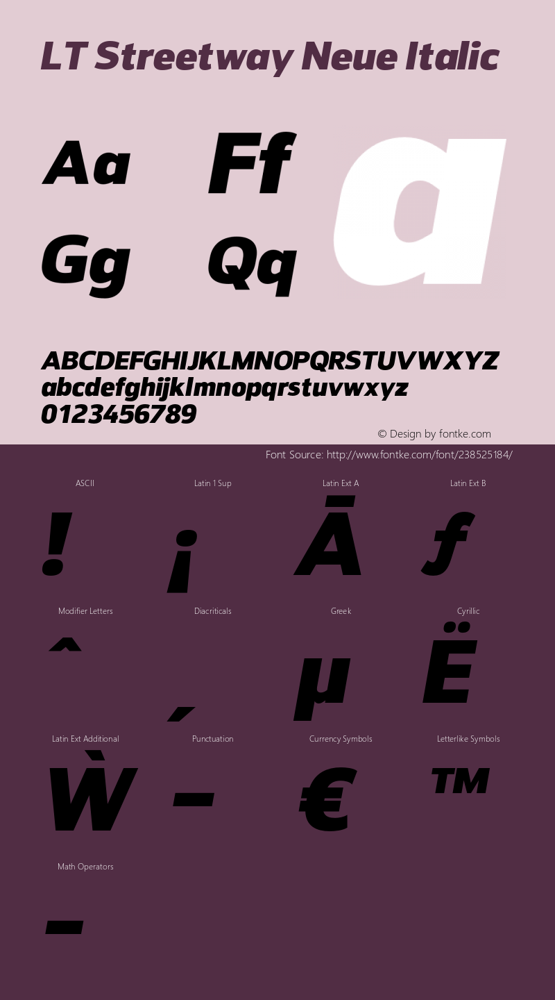 LT Streetway Neue Black Italic Version 1.000图片样张