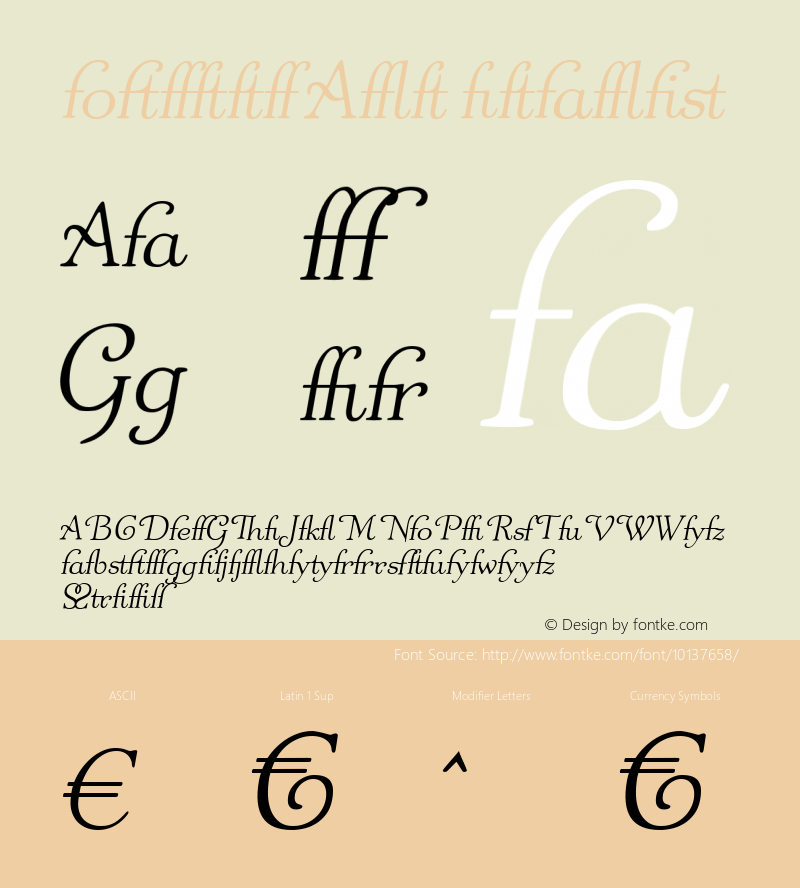 Odette Alt Italic 1.00 September 2004 Font Sample