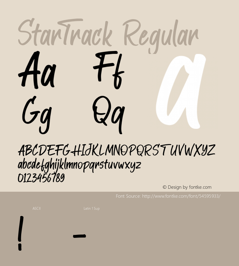 StarTrack Version 1.00;January 28, 2020;FontCreator 11.5.0.2430 32-bit Font Sample