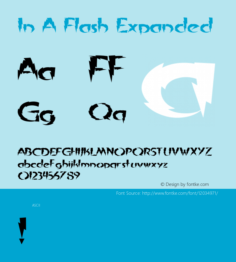 In A Flash Expanded 2002; 1.0, initial release Font Sample