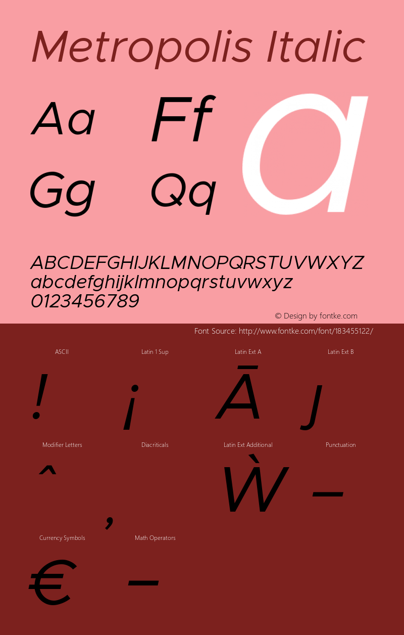 Metropolis Regular Italic Version 1.000图片样张