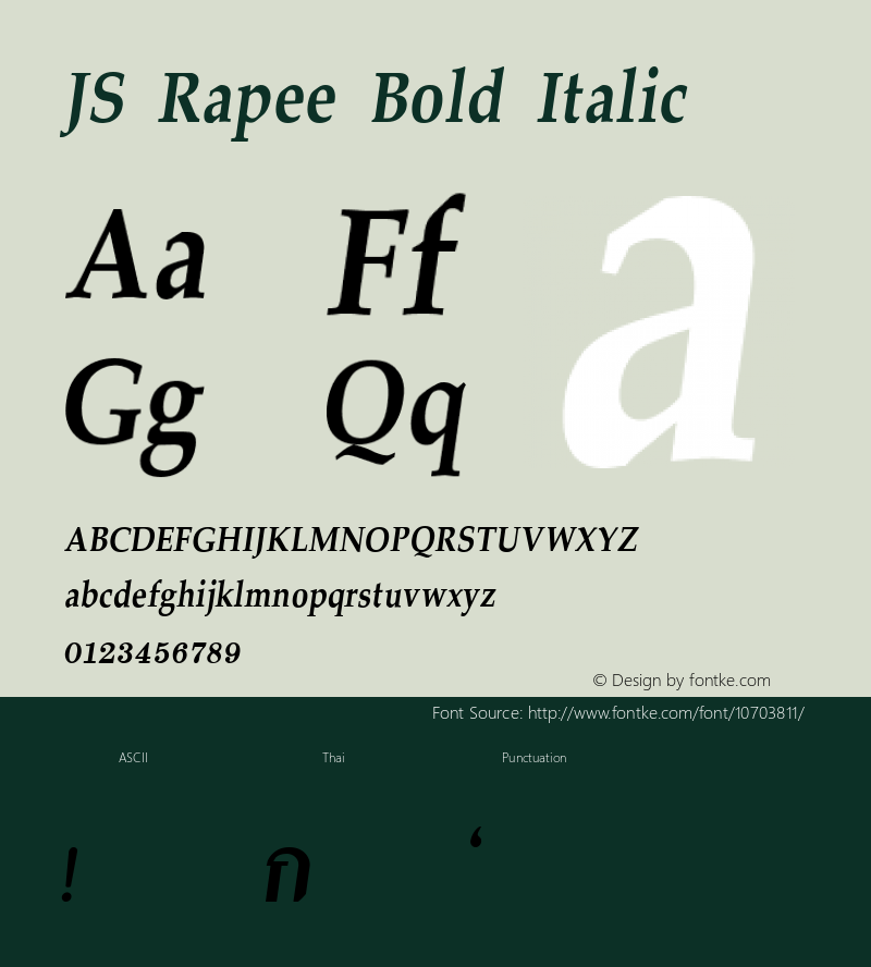 JS Rapee Bold Italic Version 1.5; 2002 Font Sample