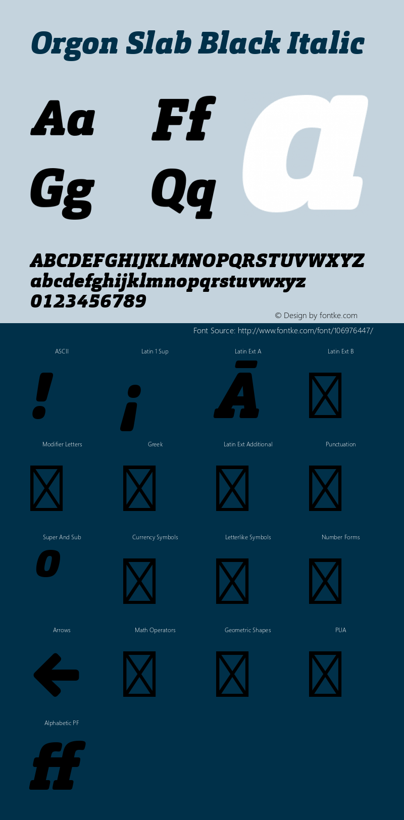 OrgonSlab-BlackIt Version 1.000 | web-TT Font Sample