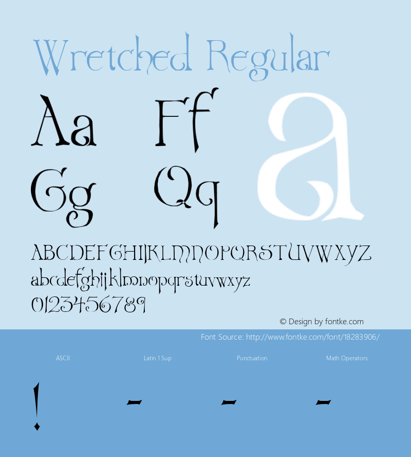Wretched Regular Fontographer 4.7 5/6/09 FG4M­0000004204 Font Sample