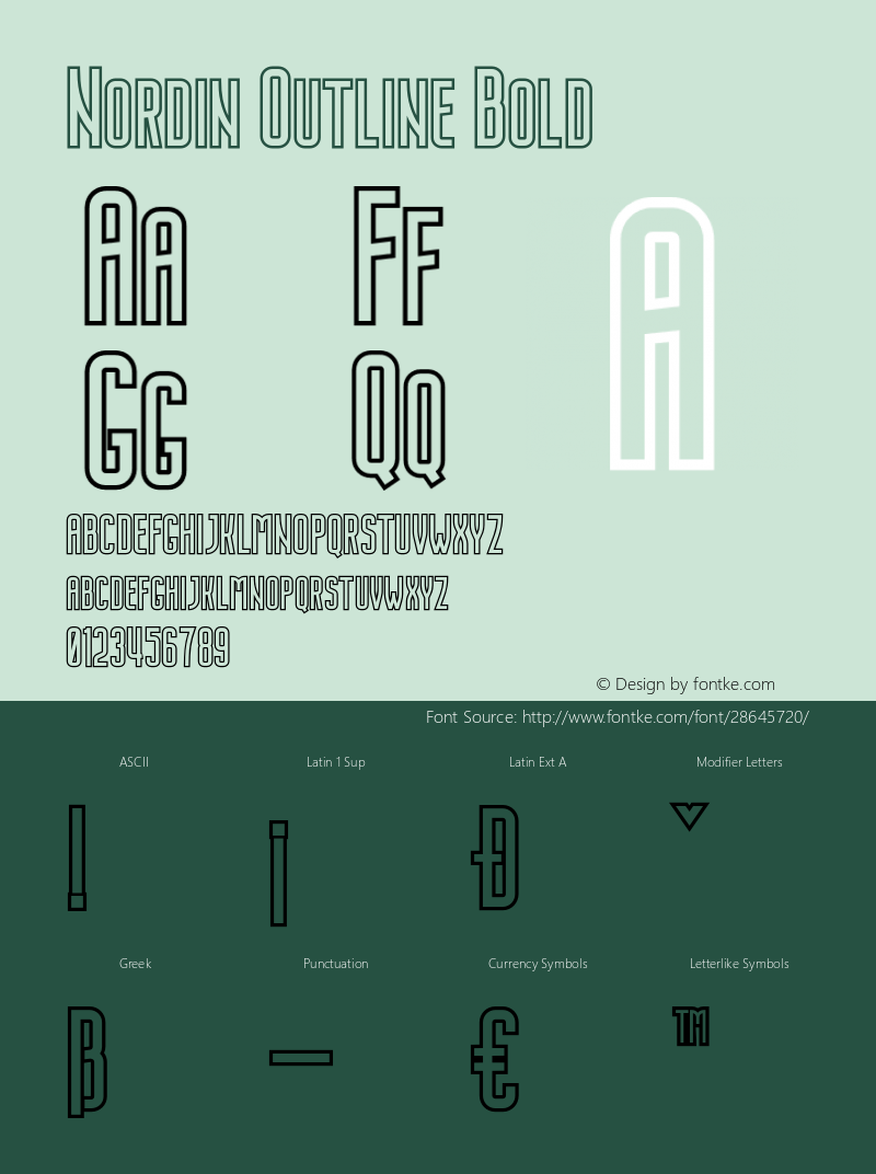 Nordin-OutlineBold 1.0 Font Sample