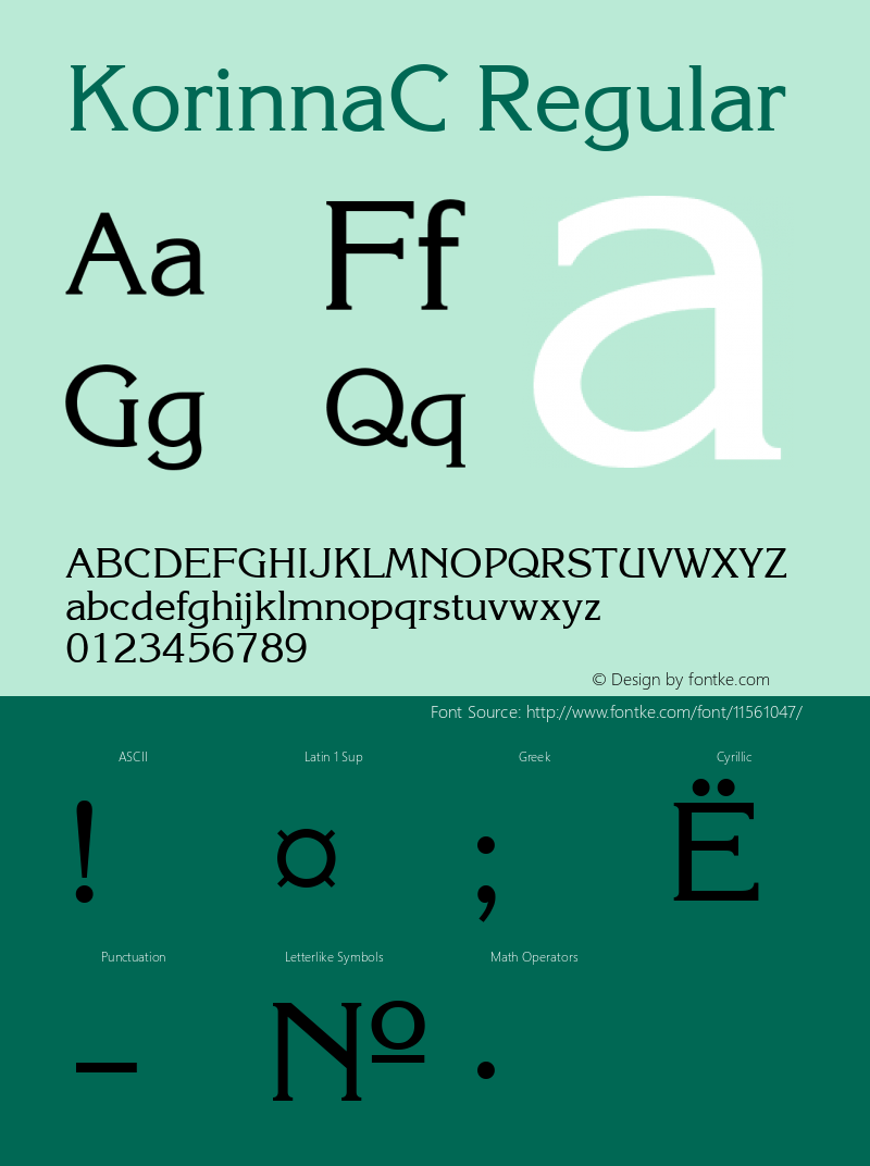 KorinnaC Regular Version 001.000 Font Sample