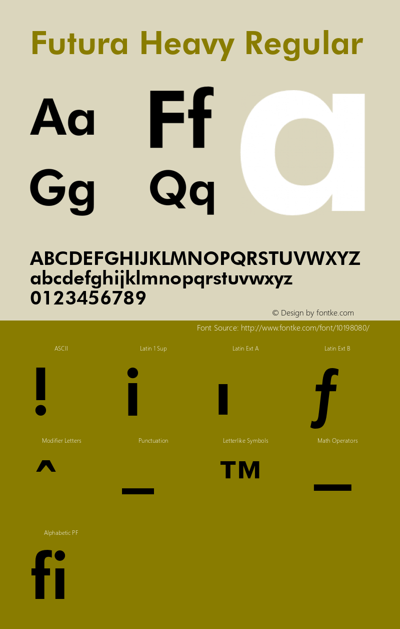 Futura Heavy Regular 2.0-1.0 Font Sample