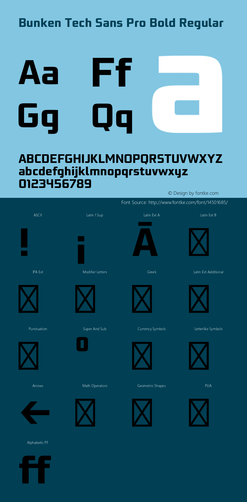 Bunken Tech Sans Pro Bold Regular Version : 1.041 Font Sample