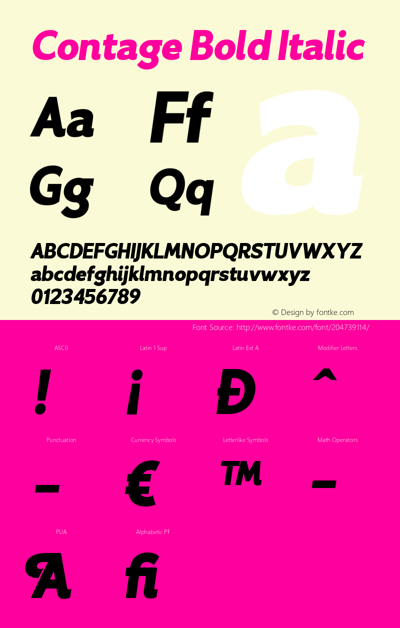 Contage Bold Italic Version 1.000图片样张