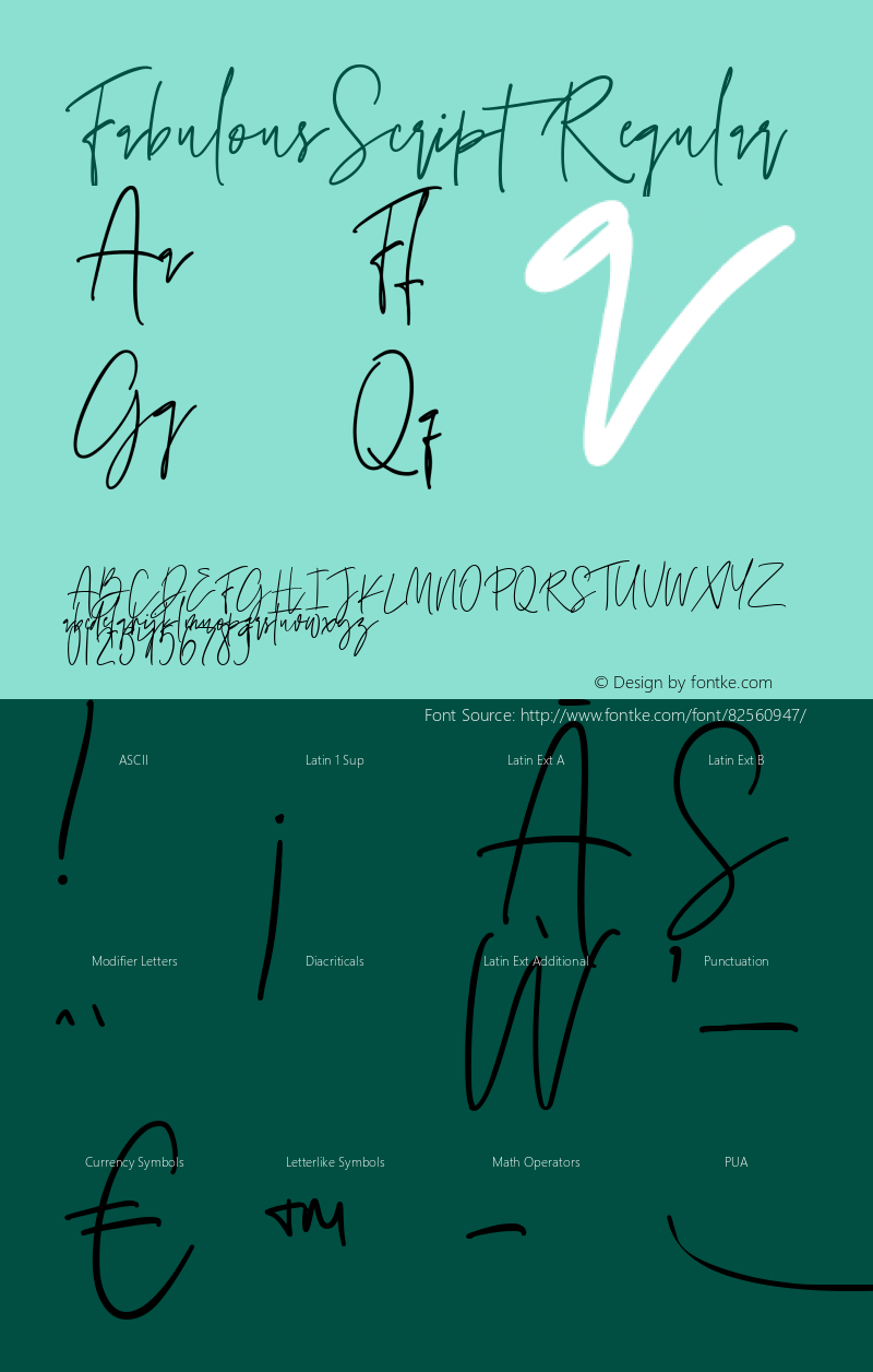 FabulousScript Regular Version 1.000 Font Sample