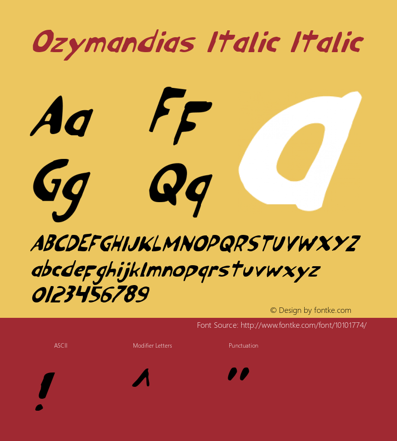 Ozymandias Italic Italic 1 Font Sample