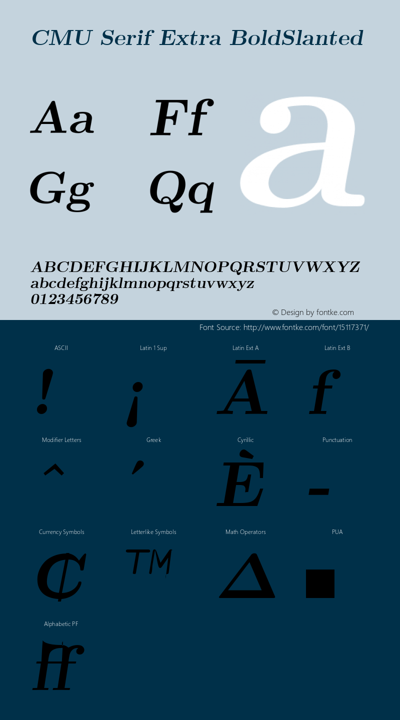 CMU Serif Extra BoldSlanted Version 0.7.0 Font Sample