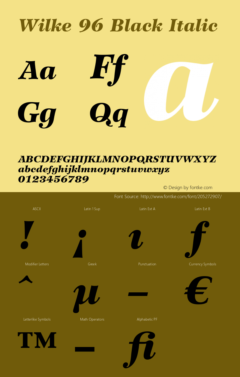 Wilke-BlackItalic OTF 1.0;PS 001.000;Core 1.0.22图片样张