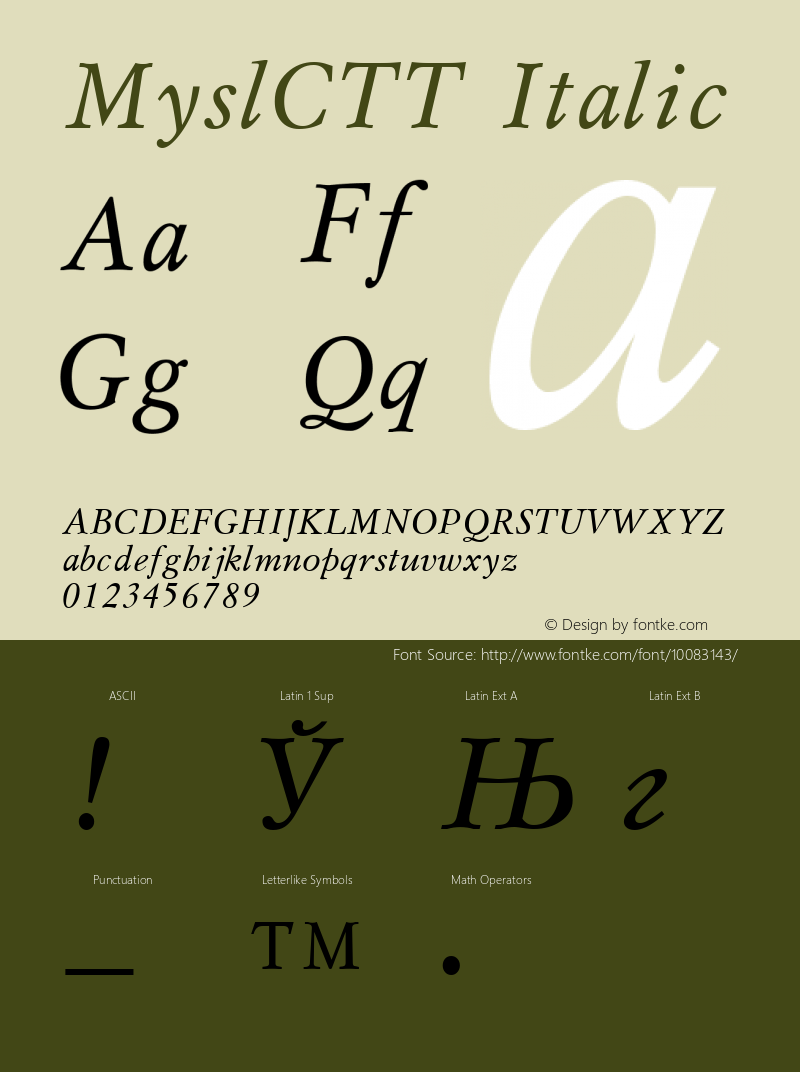 MyslCTT Italic 1.000.000 Font Sample