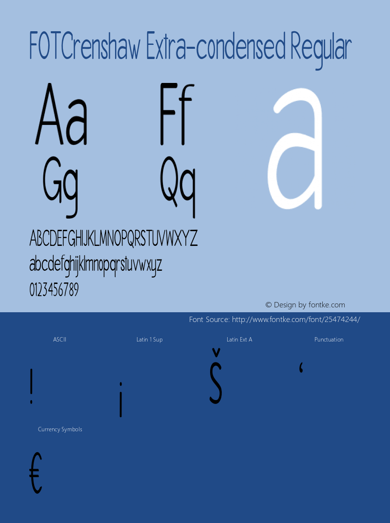 FOTCrenshaw-ExtracondensedRegular Version 1.000 Font Sample