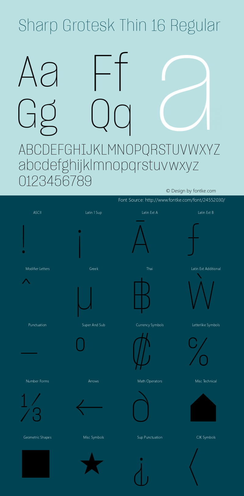 Sharp Grotesk Thin 16 Regular Version 1.001;PS 0.000;hotconv 16.6.51;makeotf.lib2.5.65220 Font Sample