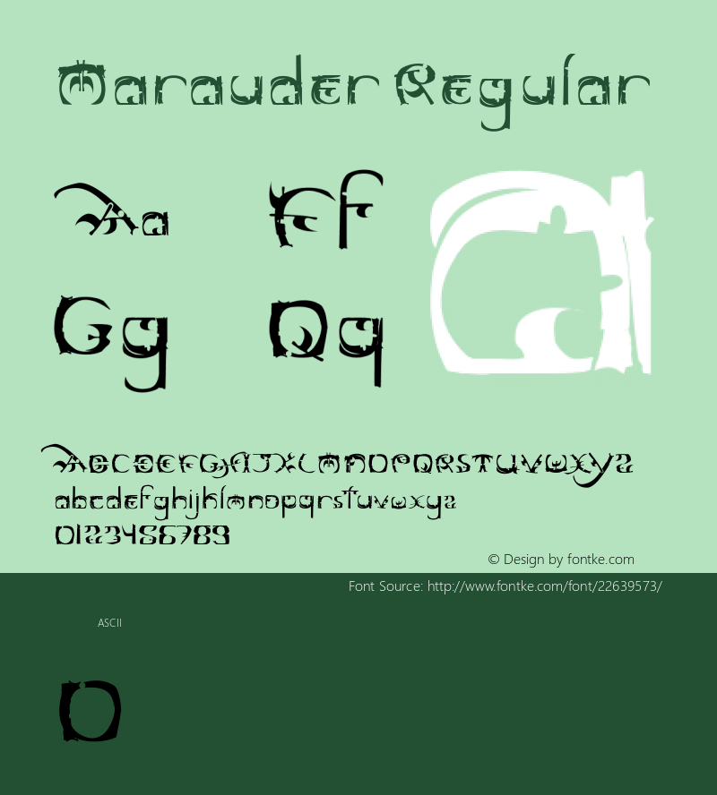 Marauder Version 1.0 Font Sample