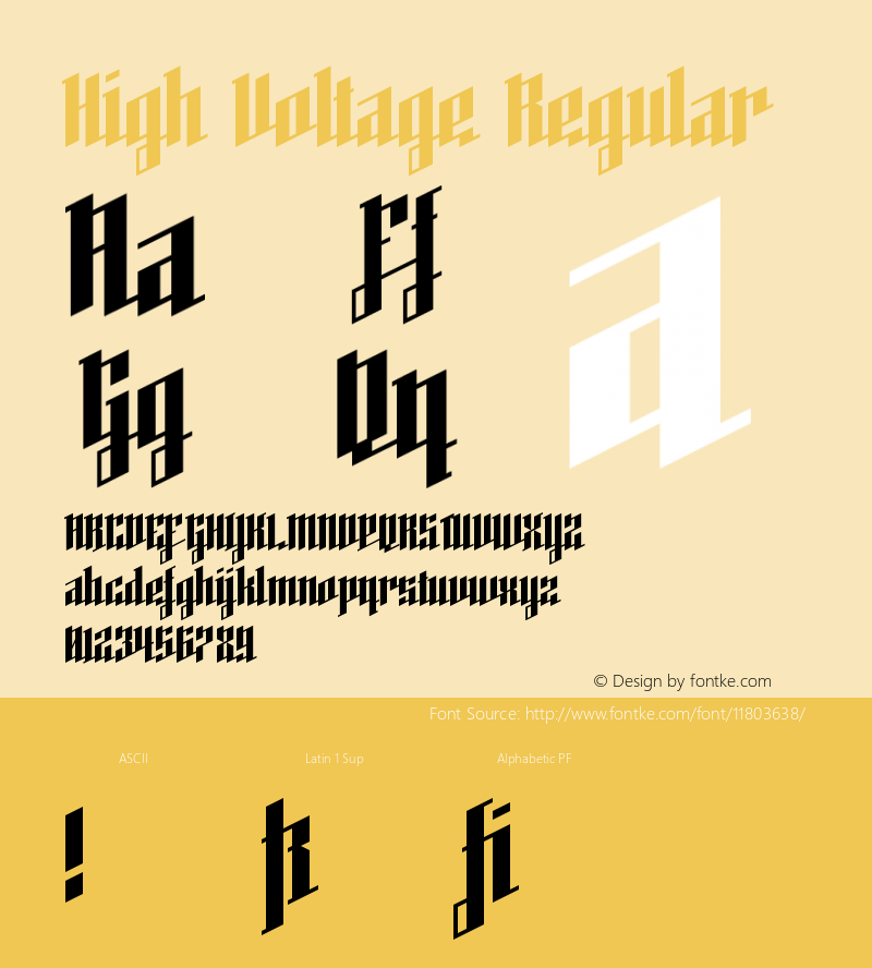 High Voltage Regular Version 1.0 Font Sample