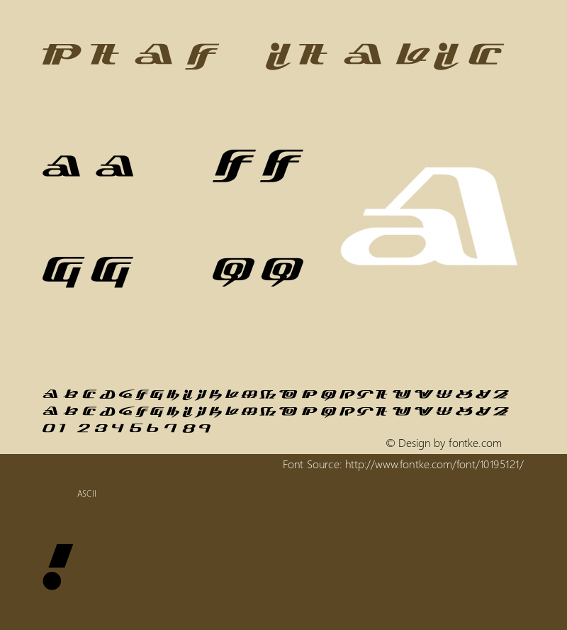 PTAF Italic 001.000 Font Sample